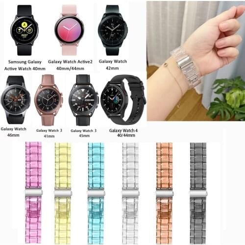 Transparent Resin Band Strap Clear Wirstband For Samsung Galaxy Watch 3 4 Watch3 Watch4 classic Active 2 Gear S3 S4 Sport