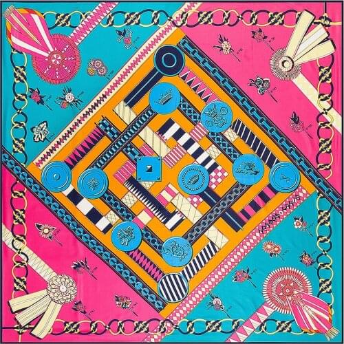 Luxury Brand Shawl Geometric maze Print Giant Scarf In 100% Silk Twill Silk Scarf For Women,Large Square Scarves Femal Headband