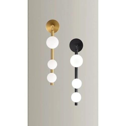 Nordic Bedside Golden Black Wall Light Modern Home Earring TV Background Sconces Wth Glass Lampshade For Stair Hair Salon Lamp