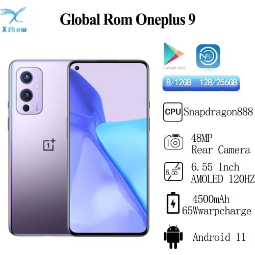 OnePlus 9 5G Snapdragon 888 8GB RAM 128GB ROM Smartphone 6.55‘’ 120Hz Fluid AMOLED Display Hasselblad Camera Mobile Phone