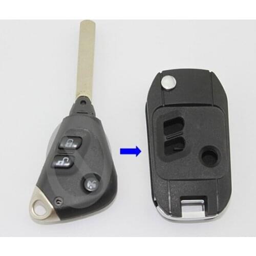 3 Buttons Replacement Modified Flip Folding Remote Key Case Shell For Subaru Legacy Outback With DAT17 Uncut Blade Fob Key Cover