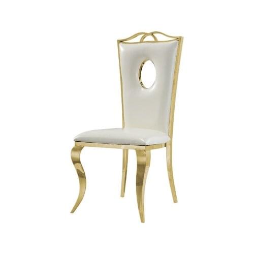 Light luxury Nordic gold stainless steel dining chair simple modern fashion leisure European hotel dining room table chair
