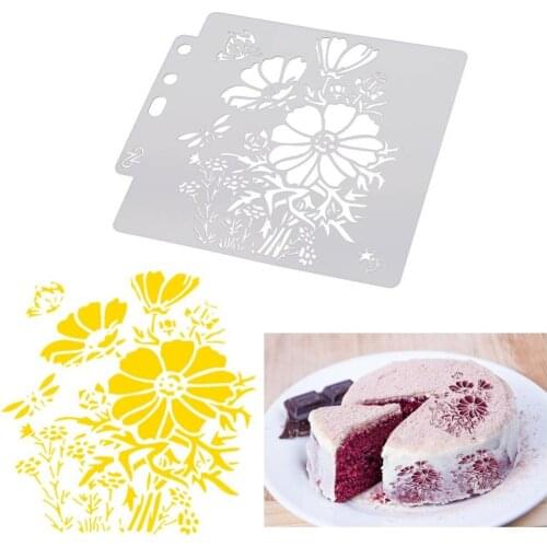 Flower Cake Stencils Cake Baking Templates Scrapbooking Painting Decorative Craft Cake Cookie Coffee Spray Stencil