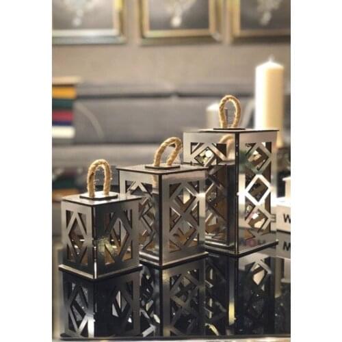 Manor 3'lü Mini Silver Wooden Lantern Set candle and candlestick свеча и подсвечник vela y candelero