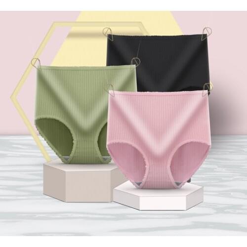 Vertical Lines High Waist belly Womens Briefs Lace Large Size Breathable Buttocks Underwear Women Comfortable Panties