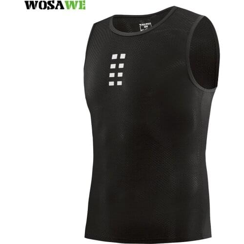 WOSAWE Ultra-thin Cycling Vest Base Layer Sleeveless Underwear Bike Mesh Breathable Shirts Compression Sports Bicycle Jerseys