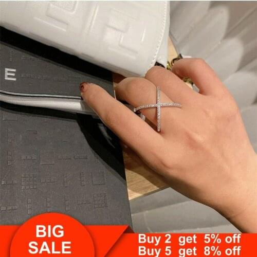 3 colors Female Cross ring 925 Sterling silver Pave AAAAA Cz Engagement Wedding Band Rings for women Bridal Party Jewelry Gift