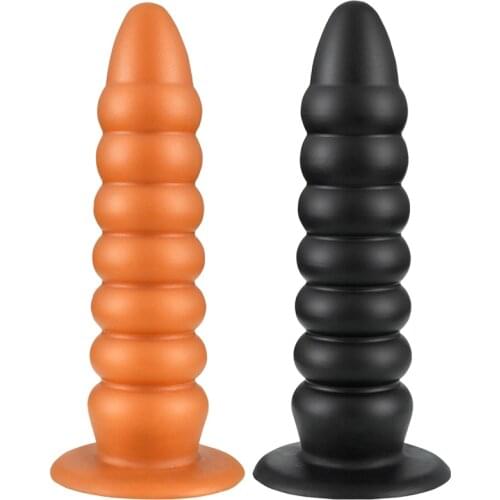 Liquid Silicone Anus Dilator Expansion Huge Vagina Stimulator Anal Beads Dildo with Sucker Butt Plug Erotic Sex Toys For Couples