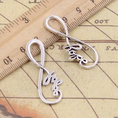 15pcs Charms Infinity Symbol Hope 39x15mm Tibetan Bronze Silver Color Pendants Craft Making Finding Handmade Antique DIY Jewelry