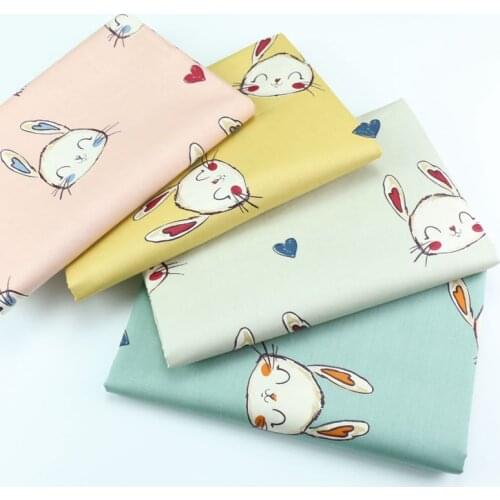 160x50cm Cartoon Lovely Bunny Heart Twill Cotton Sewing Fabric, Making Childrens Bedding Cloth
