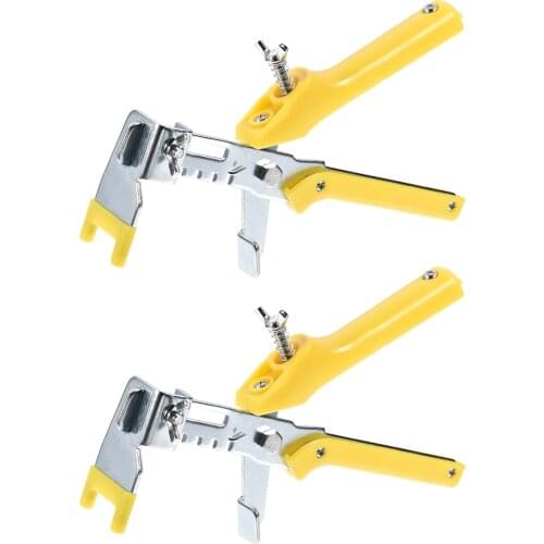 Uxcell 2Pcs Leveling System Floor Pliers Steel Tiling Installation Tool Tile Locator Silver Tone Yellow Stainless Steel