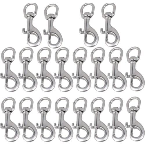 20Pcs 304 Stainless Steel Length 80mm Swivel-Eye Bolt Snap Hook Round Eye Swivel Keychain Strap