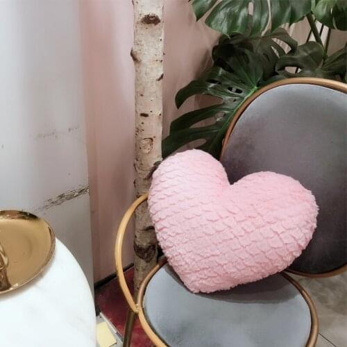 2021 Heart-shaped Short Plush Modern Simple Pure Color Pillowcase For Home Decoration Living Room Cushion Sofa Back Cushion