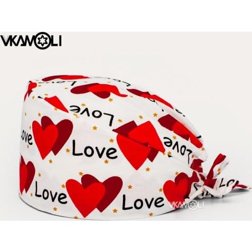 2021 new Love pattern Scrub Caps Pet Grooming Agency Work Cap scrub hat nurse accessories nursing scrubs nurse hair cap