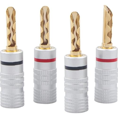 8Pcs 5MM Solder-free Gold-plated Audio Speaker Cable Banana Plug Connector