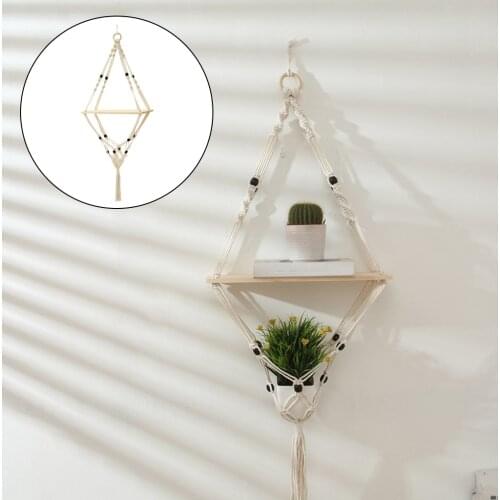 Large-sized Plant er Basket Plant Holder Handmade Rope Pots Holder Plant Lanyard 4 Legs