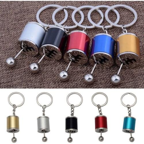 Creative Keychain Six-Speed Manual Shift Gear Key Chain Auto Cars Parts Toy Short Shifter Knob Key Ring Race Gear Head Pendant