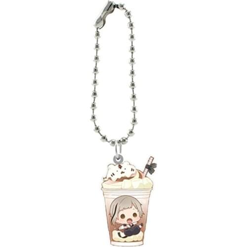 TAFREE Bungo Stray Dogs Key Chains 2021 Arrival Milky Tea Shaped Cute Resin Pendants Keyring For Girls Handbag Mobile Phone