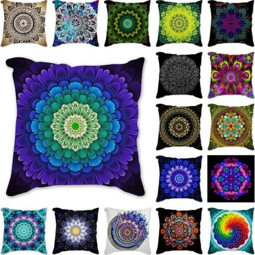 Mandala Flower Cushion Cover Colorful Geometric Pillow Cover for Sofa Car Home Bedroom Decoration Soft Pillowcase Cushion Covers