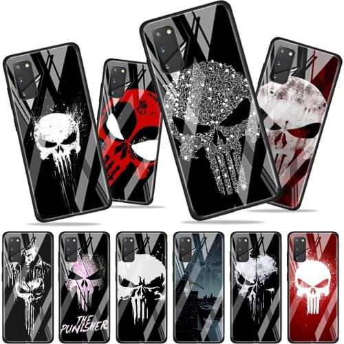 Marvel Punisher Skull Tempered Glass Cover For Samsung Galaxy A01 A11 A21S A21 EU A31 A41 A51 A71 A81 A91 Phone Case