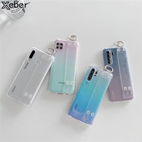 Wrist Strap Phone Holder Case For Huawei P40 Lite E P30 Pro Y7P Y9 Prime Honor 20S 9X 9C Nova 7i 6 SE PSmart Plus Soft TPU Cover