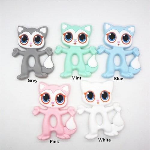 Chengkai 5PCS BPA Free Silicone Cat Fox Teether DIY Baby Cartoon Pacifier Dummy Pendant Nursing Jewelry Crafts Animal Toy
