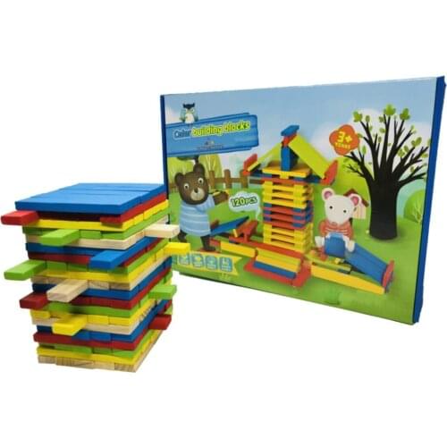 Color Mega Wooden Blocks Jenga 120 Parts