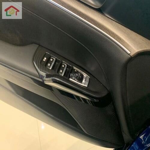 For KIA Optima K5 2020 2021 ABS Carbon Fiber Interior Accessories Window Lift Switch Button Cover Trims Door Armrest Panel Frame