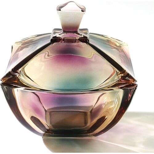 Europe Glass candy jars with lid Mini Crafts colorful dust-proof dessert Bottles High-grade storage jar home decor accessories