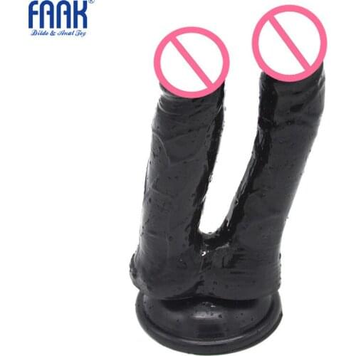 FAAK Double Head Dildo Suction Cup Dick Vaginal anus used together Dick Sex Product for woman couples flirt G-spot Masturbation