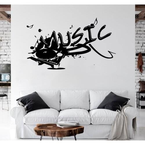 Graffiti Music Record Jazz Rock DJ Wall Sticker Living Room Game Music Note Wall Decal Playroom Kids Room Vinyl Decor