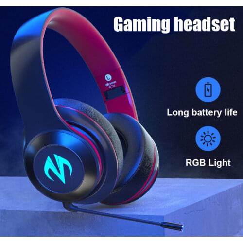 KINGSTAR 7.1 Surround Gaming Headset Wireless Game Bluetooth Headphones 3.5mm LED Gamer Earphones With Microphone For Mobile/PC