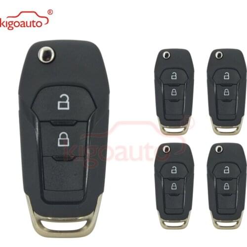 Kigoauto 5pcs DS7T-15K601-BE Flip remote car key shell case 2 button for Ford Ranger key replacement