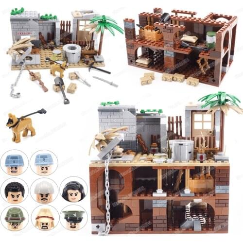 Classic Military WW2 Fight Building Block Figures Houses Guerrilla Authentic Tactics Weapons Model Child Gifts Educational Toys