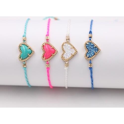 Hot Selling Mini Resin Heart Charm Bracelets Shiny Resin Druzy Charm Bracelets
