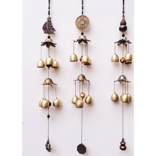 Lucky Wind Chime Metal Copper Windbell Vintage Dragon Fish Home Garden Patio Hanging Pendants Decoration 10pcs/lot