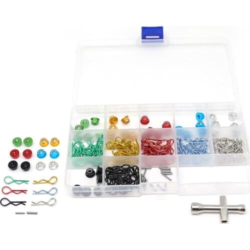 RC Car Metal Body Clip R Pin M4 Nut Bolt Wrench Tool Box for SCX10 Wraith Traxxas TRX4 TRX6 HSP HPI Redcat CC01 Spare Parts