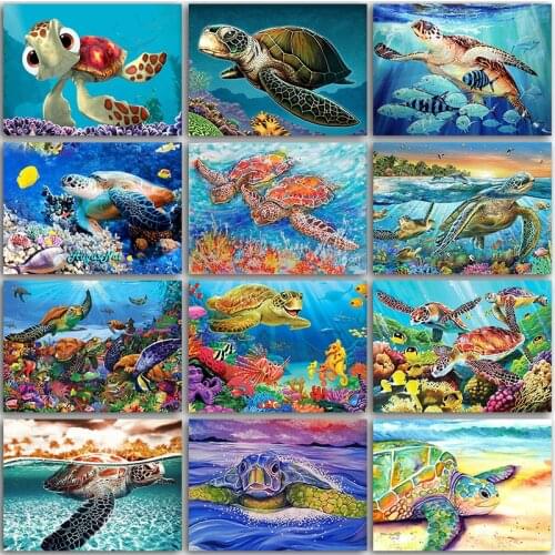 5D Diamond Painting Kit Cartoon animal Sea turtle tortoise ocean fish Full Square&Round embroidery mosaic Cross stitch Paint art