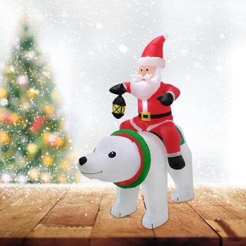Inflatable Santa Claus LED Christmas Doll Riding Polar Bear Santa Claus Figure Outdoor Garden Toys New Year Christmas Decoration
