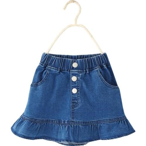 New children Girls summer skirt 2020 Kids casual good quality blue denim buttons mermaid Skirt for Girls 3-9 years