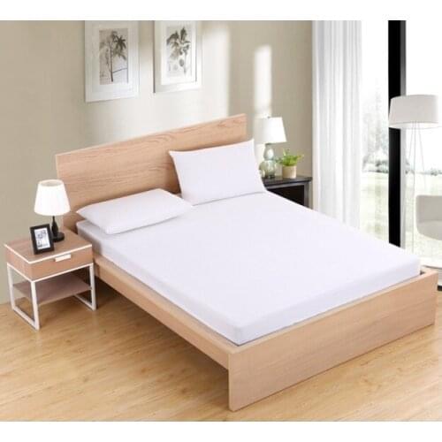 Solid Color Fitted Sheet Mattress Cover Bed Linen With Elastic Band 100%Polyester Mattress Protector Pad King Size Bedding Set
