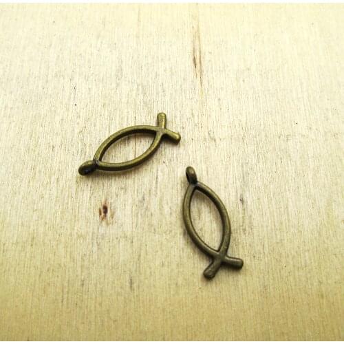 25pcs--9x20mmChristian Fish Christian Fish Pendants/Charms, Jesus Fish DIY necklace/ bracelets charms antique bronze tone
