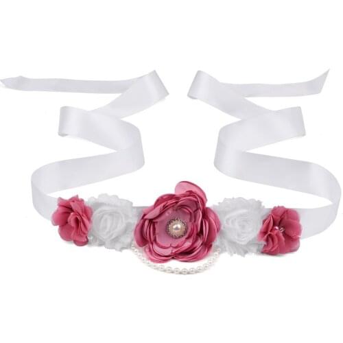 Simple Flower Lady Belt for Dress Romantic Pearl Chain Shiny Lace Ribbon Holiday Beach Party Belt Fashion Woman Belts Wedding
