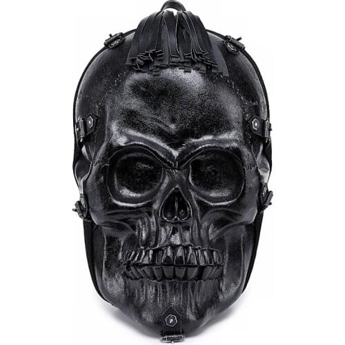 Locomotive personality 3D skull men backpack creative funny backpack female bag hip hop rock trend cool handsome 3D printing