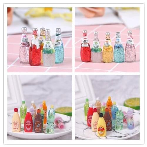 5pcs DIY Kitchen Room Food Drink Cup For Doll Miniature Dollhouse mini fruit drink model Mini World Dolls Accessories