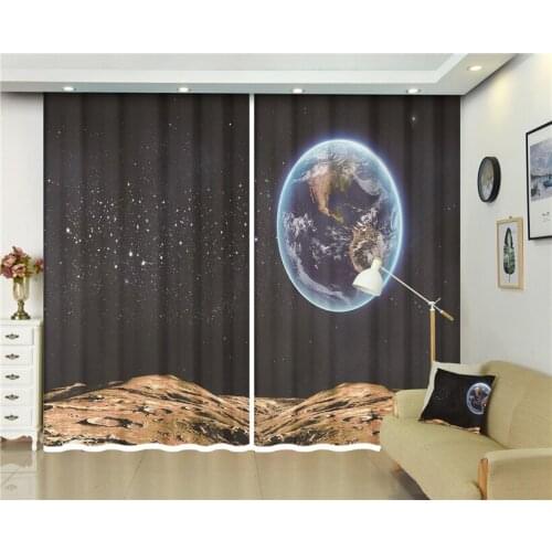 Earth planet Nebula Gas Cloud Deep Dark in Outer Space with Star Galaxy print Curtain Living Room Bedroom Blackout Curtain Drape