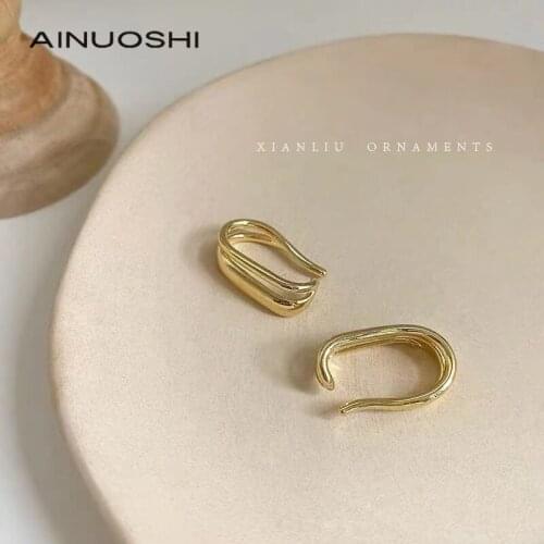 AINUOSHI S925 Sterling Silver Ear Bone Clip 2021 New Female Male Simple Ear-hole-free Cartilage Clip Ear Women Jewelry Earrings