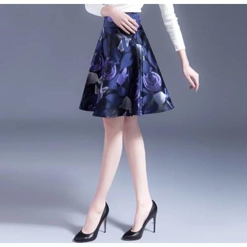 2021 Autumn Winter New Women Fashion High-waisted Printed Skirt Casual Knee-length Bag Hip A-line Skirts Tutu Jupe Femme Y651