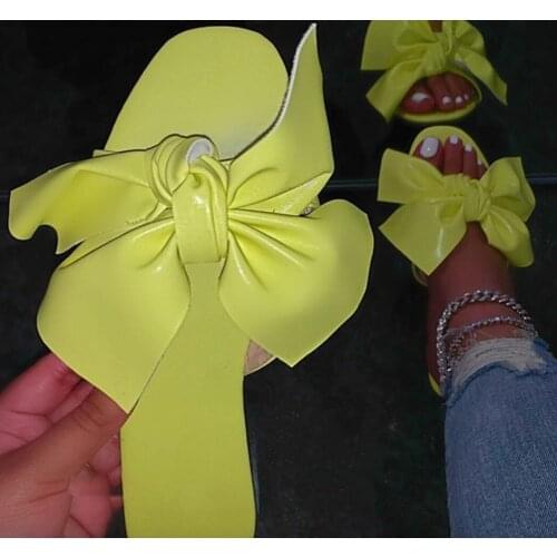 New summer womens slippers with Oversize bow and Flip flops flat Sandals