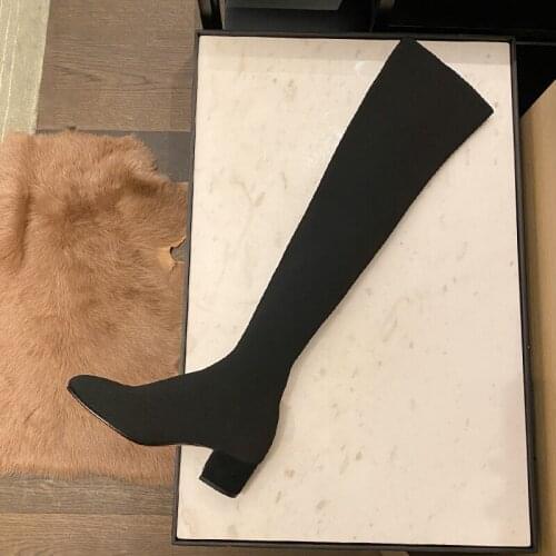 Knitted Boots Womens 2020 New Over Knee Boots Net Red Thin Boots Long Thin Legs Elastic Flying Knitting brand Socks Boots